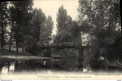 CPA Seignelay Pont rustique sur le Serein