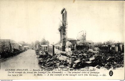 CPA Militaria La grande rue de Sermaize les Bains