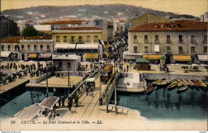 Sete Cette CPA Le pont national et la ville