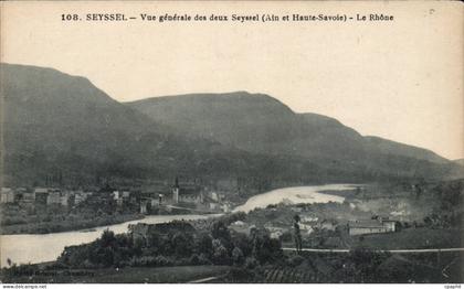 CPA Seyssel Vue generale des deux Seyssel Le Rhone