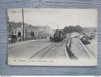 Cpa Soissons (02) la gare de Soissons-port