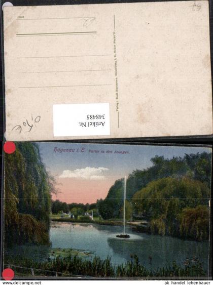 348485,Elsass Bas-Rhin Hagenau im Elsass Partie in den Anlagen Fontäne