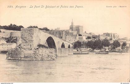 C305 France Avignon Le Pont St Benezet et Palais des Papes vintage postcard