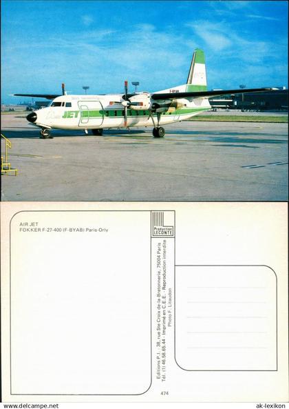 CPA Orly Flugzeug "Air Jet" - Fokker F-27-400 auf dem Flughafen 1985