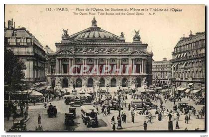 CPA Paris Place De l'Opera Les Stations Du Metro Et Le Theatre De l'Opera