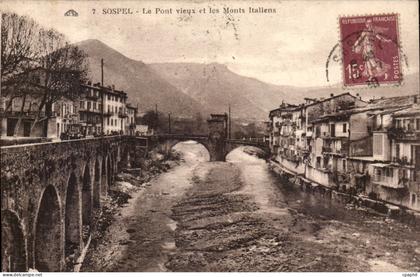 Sospel - Le Pont Vieux et Les Monts Italiens - CPA