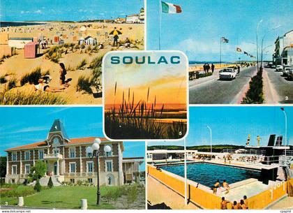 CPM Soulac sur Mer Gironde La Plage La Promenade La Mairie La Piscine Crepuscule