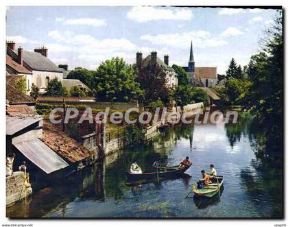 CPSM Souppes sur Loing (S et M) Du pont de Souppes Vue sur le Loing et l'Eglise paroissiale (XIIIe s