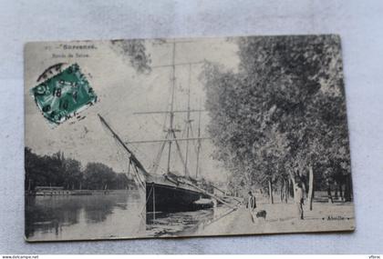 Cpa 1910, Suresnes, bords de seine, voilier, Hauts de Seine 92