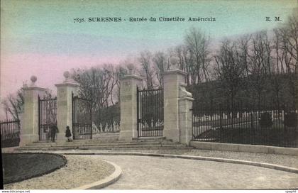 CPA Suresnes Entree du Cimetiere Americain