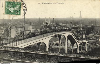 CPA Suresnes La Passerelle Tour Eiffel