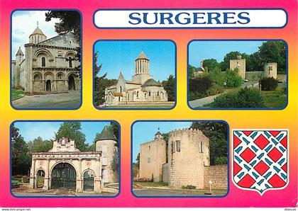 Carte Postale - 17 - Surgères - Multivues - Blasons - Flamme Postale de Surgères - CPM - Voir Scans Recto-Verso - Poscar