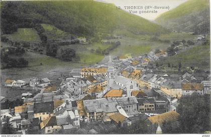 74 Thones - Vue générale 1909-07-15 colorisée TB