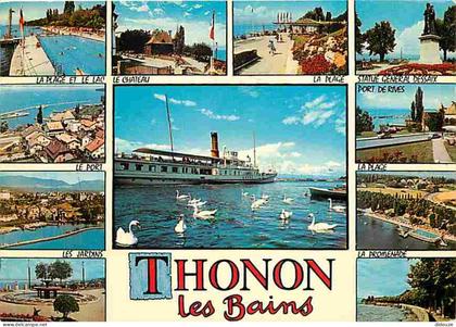 74 - Thonon les Bains - Multivues - Bateaux - CPM - Voir Scans Recto-Verso