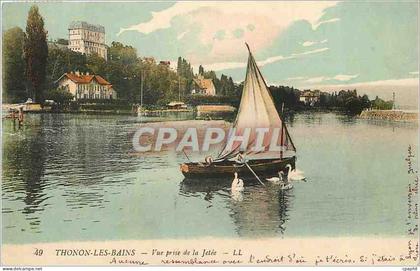 CPA Thonon les Bains Vue prise de la Jetee Bateau Cygnes