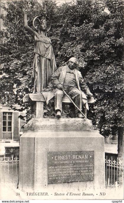 CPA Tregastel Statue d Ernest Renan