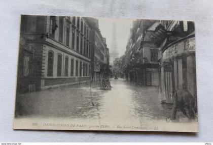Cpa 1910, inondations, rue saint Dominique (2), Paris 75