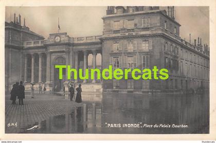 CPA 75 CARTE DE PHOTO PARIS INONDE 1910 INONDATIONS DE PARIS PLACE DU PALAIS BOURBON