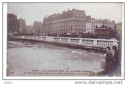 Dép75 - Paris - Arrondissement: 01 ou 04 ou 05 ou 06 - Inondations de 1910 - RF4980 - Le Pont St-Michel  - bon état