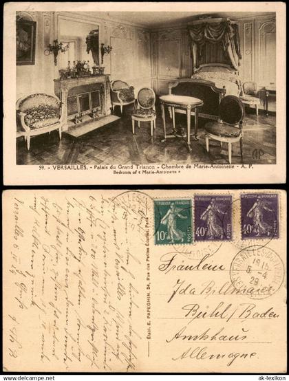 Versailles Schloss Palais du Grand Trianon - Chambre de Marie-Antoinette 1929