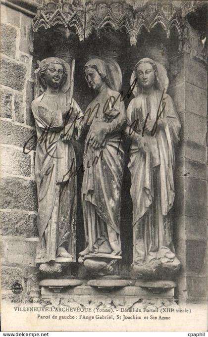 CPA Villeneuve L'Archeveque (Yonne) Detail du Portail Paroi de droite Moise David Solomon
