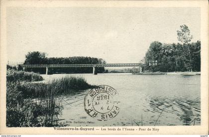 CPA Villeneuve la Guyard Les bords de I'Yonne Pont de Nisy