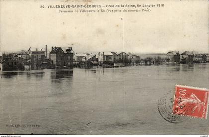 Villeneuve Saint Georges CPA Crue de la Seine fin janvier 1910 Panorama de Villeneuve le Roi