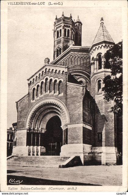 CPA Villeneuve sur Lot L et G Eglise Sainte Catherine