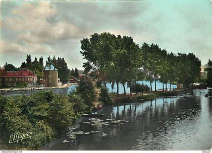 Carte Postale - 89 - Villeneuve sur Yonne - île d'Amour et Tour Bonneville - Flamme Postale de Villeneuve sur Yonne - CP
