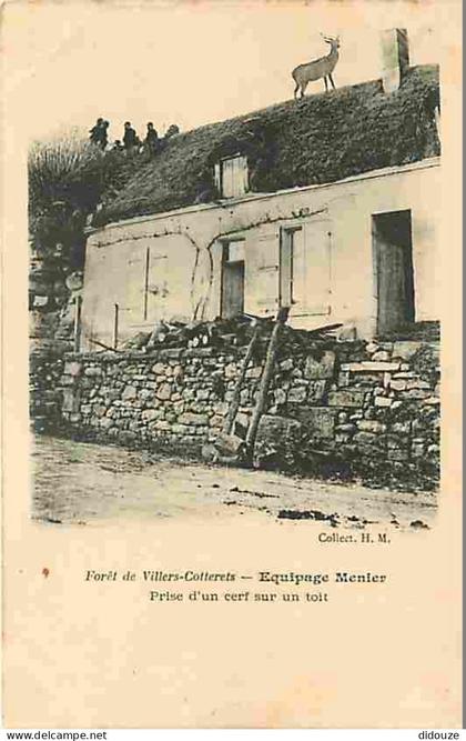 Carte Postale Ancienne - 02 - Villers-Cotterets - Foret de Villers-Cotterets - Equipage Menier - Prise d'un cerf sur un