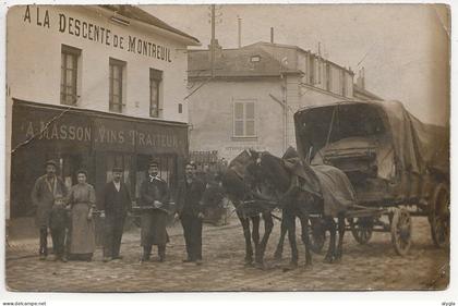 78 - VIROFLAY - Attelage devant négoce de vins et traiteur MASSON - Carte photo - verso non écrit, scanné