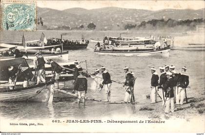 Juan les Pins - Debarquement de l'Escadre - bateau - CPA