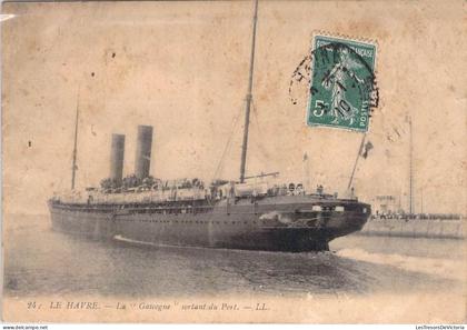 [-15%] CPA France - Seine Maritime - Le Havre - La Gascogne sortant du Port - L. L. - Navire - Quai - Mer - Transport Ma