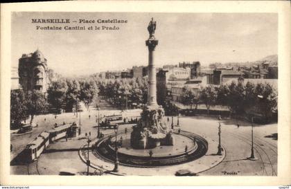 CPA Marseille Place Castellane Fontaine Cantini et le Prado