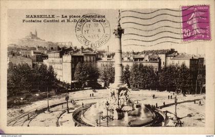 Marseille - La Place Castellane - Fontaine Cantini et Notre Dame de la Garde - CPA
