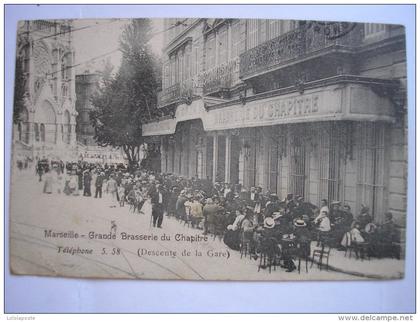 13 - CPA - MARSEILLE - Grande Brasserie du Chapitre - Belle carte ANIMEE