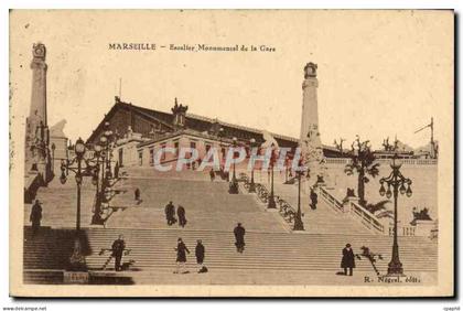 CPA Marseille Escalier Monument De La Gare St Charles