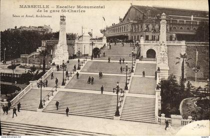 CPA Marseille Escalier Monumental De La Gare St Charles