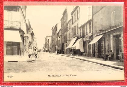 CPA non circulée Marseille Rue Vincent animée café terrasse - éd. ELD - Belle Époque 1905-1910