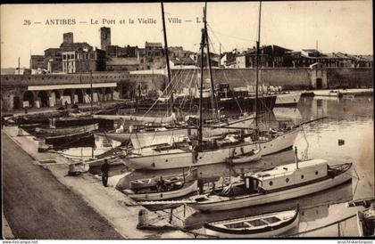 CPA Antibes Alpes Maritimes, Hafen und Altstadt