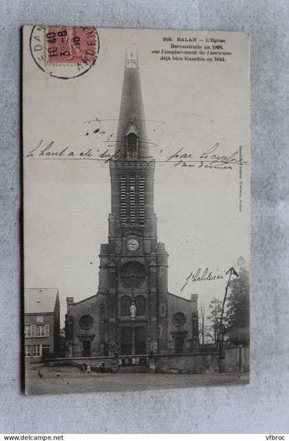 Cpa 1906, Balan, l'église, Ardennes 08