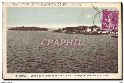 CPA Treboul Colonie de Vacances de la Ville Du Mans La plage de Treboul et l'ile Tristan Cachet Quimper a Rennes