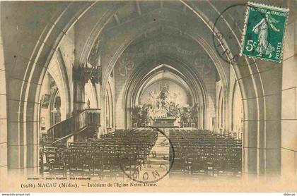 33 - Macau - intérieur de l'Eglise Notre-Dame - CPA - Oblitération de 1912 - Voir Scans Recto-Verso