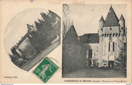 lourdoueix st michel * le château de plaix joliet * cpa 2 vues