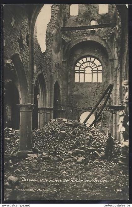 CPA Servon, L`intérieur en ruines de l`église de Servion