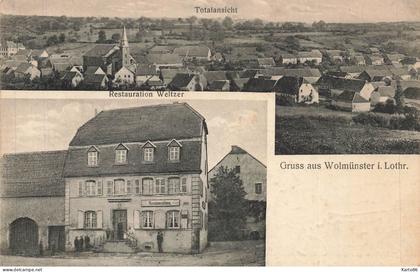 gruss aus wolmünster i. lothr , volmunster , moselle * CPA souvenir 2 vues * Restauration WELTZER