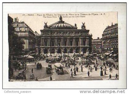 cp, 75, Paris,Place de l'Opéra, Les Stations du Métro et le Théatre de l'Opéra
