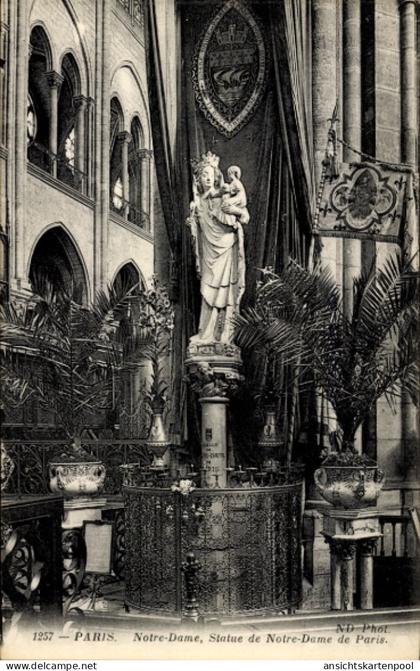 CPA Paris I Ile de la Cité, Statue von Notre-Dame