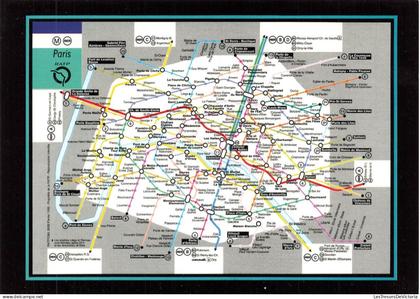 FRANCE - Paris - Vue générale - Plan - RATP - Métro - Lignes de RER - réseau de transport - stations - Carte postale