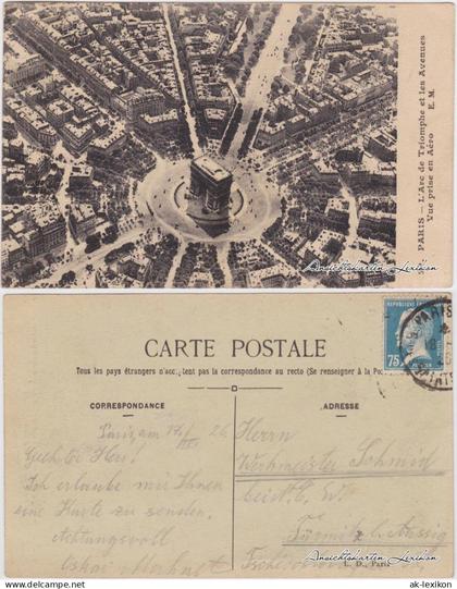 Paris L'Arc de Triomphe et les Avenues Vue prise en Aéro/Triumphbogen Luft 1926